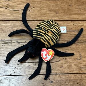 Ty Halloween Spider Plush with Black and Orange Stripes